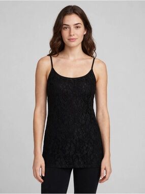 LOFT Black Lace Camisole with Slim Straps